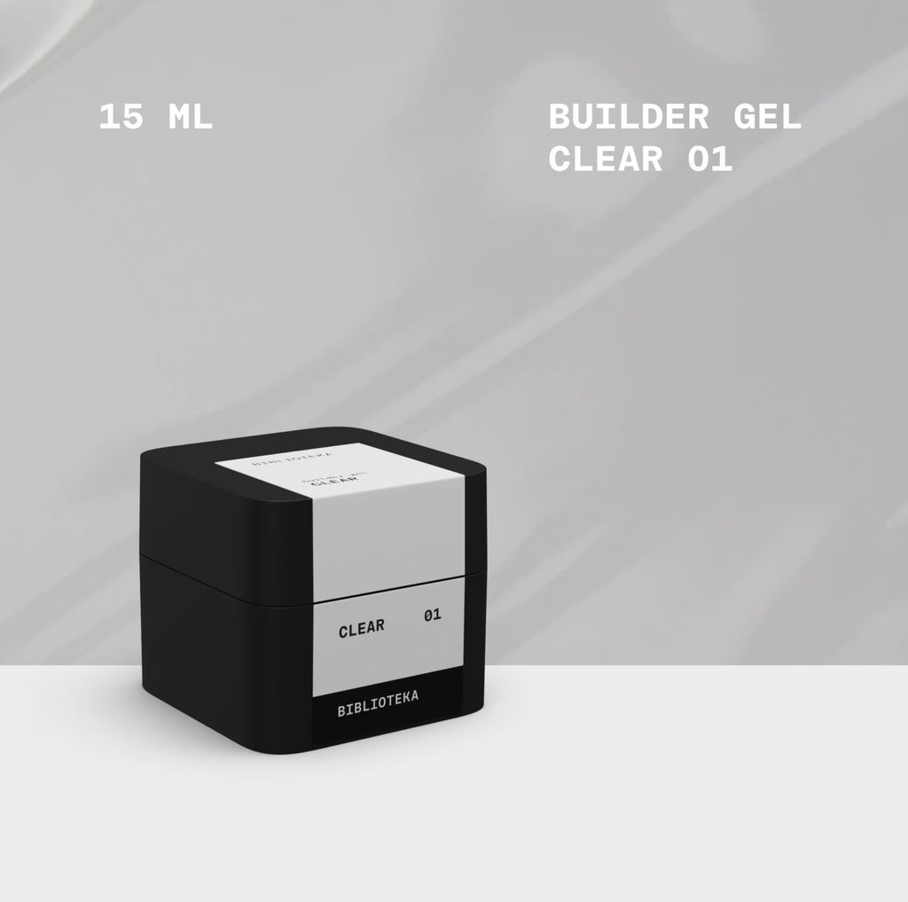 BIBLIOTEKA Builder Gel №01 Clear – Transparent Extension Gel, 15 ml