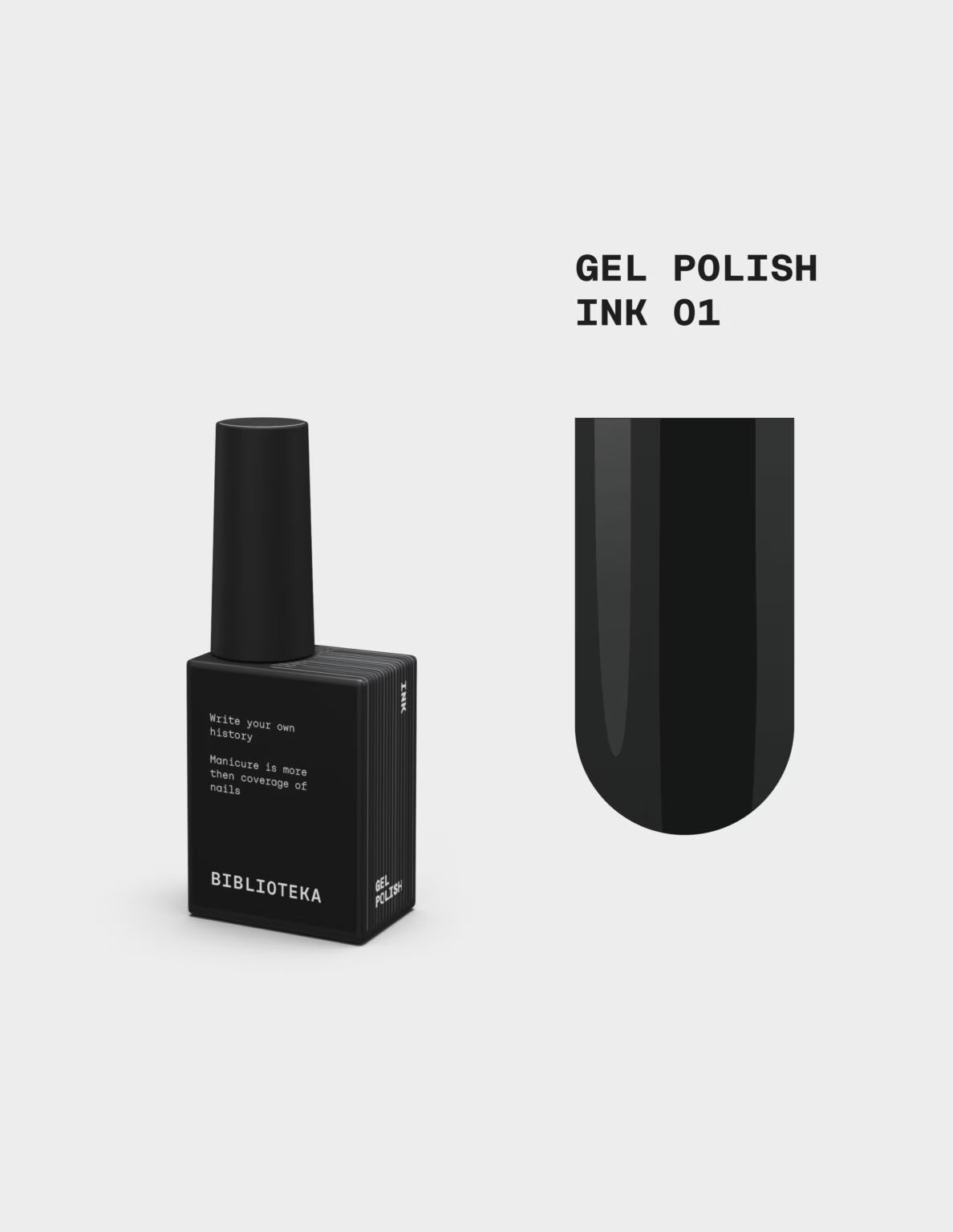 BIBLIOTEKA Gel Polish №01 Ink – Deep Rich Black, 10 ml