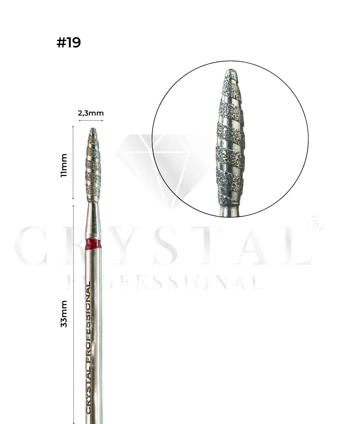 Diamond Bit “Flame (Tornado)” Crystal Professional №19 (Red Grit 2.3 mm)