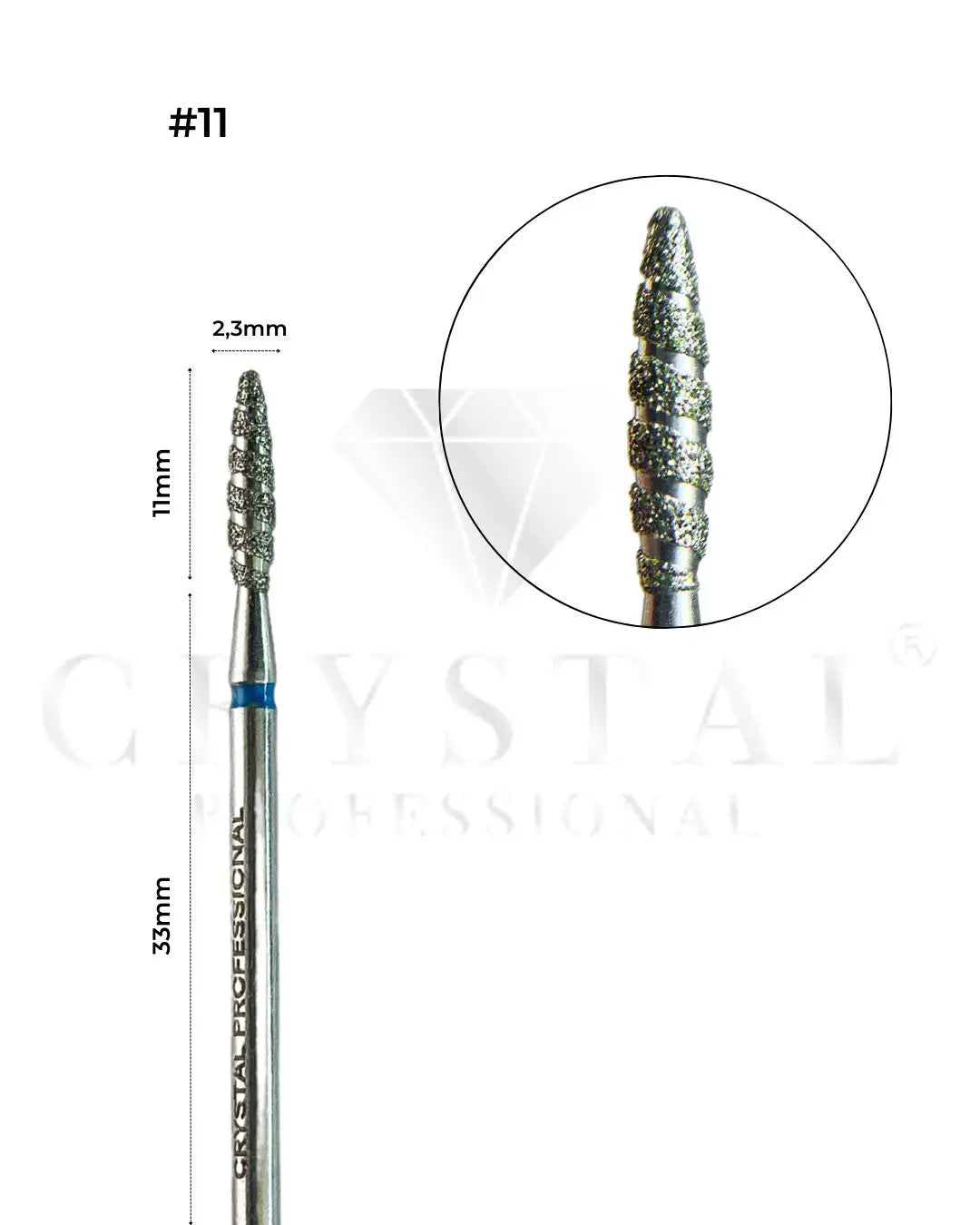 Diamond Bit “Flame (Tornado)” Crystal Professional №11 (blue cut 2.3 mm)