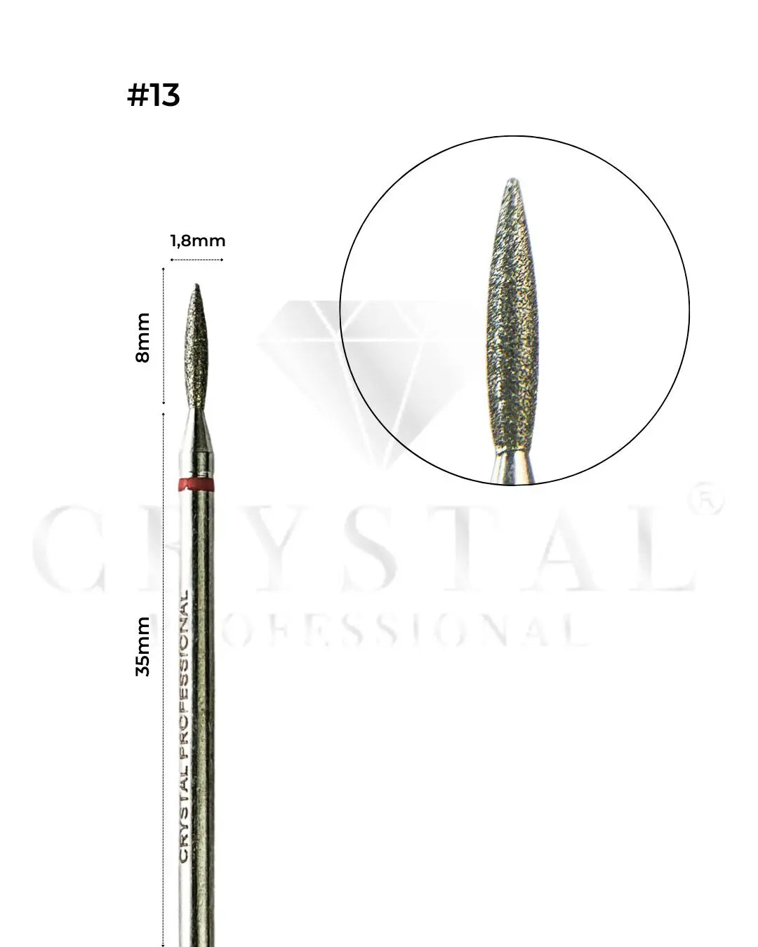 Diamond Bit “Flame” Crystal Professional №13 (red cut 1.8 mm)