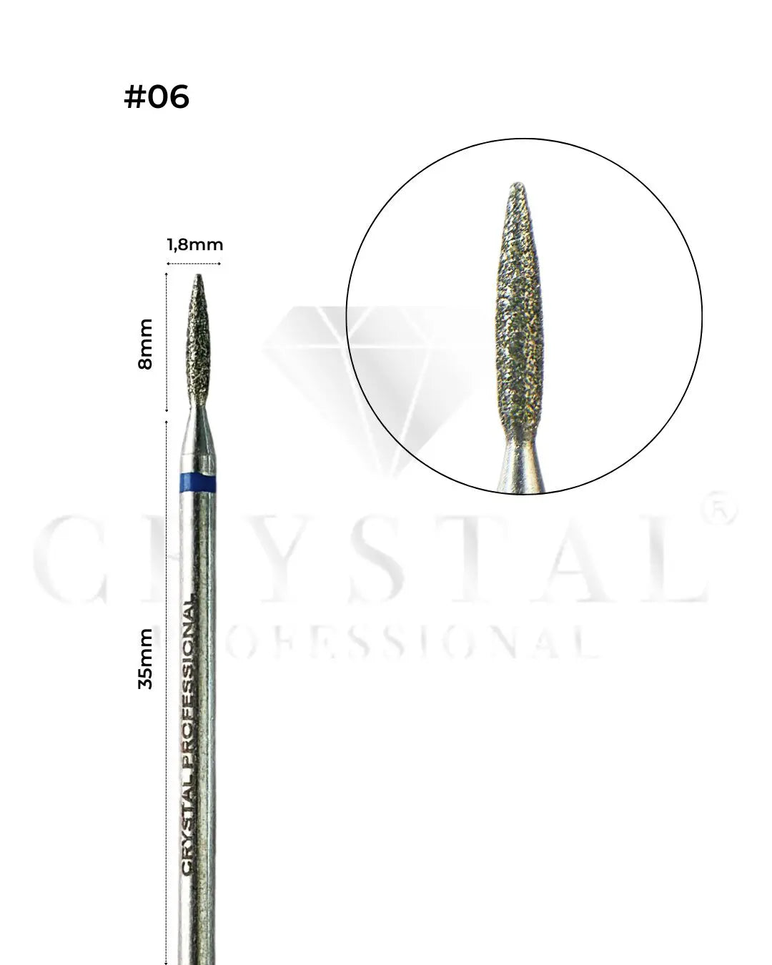 Diamond Bit “Flame” Crystal Professional №06 (Blue Cut 1.8 mm)