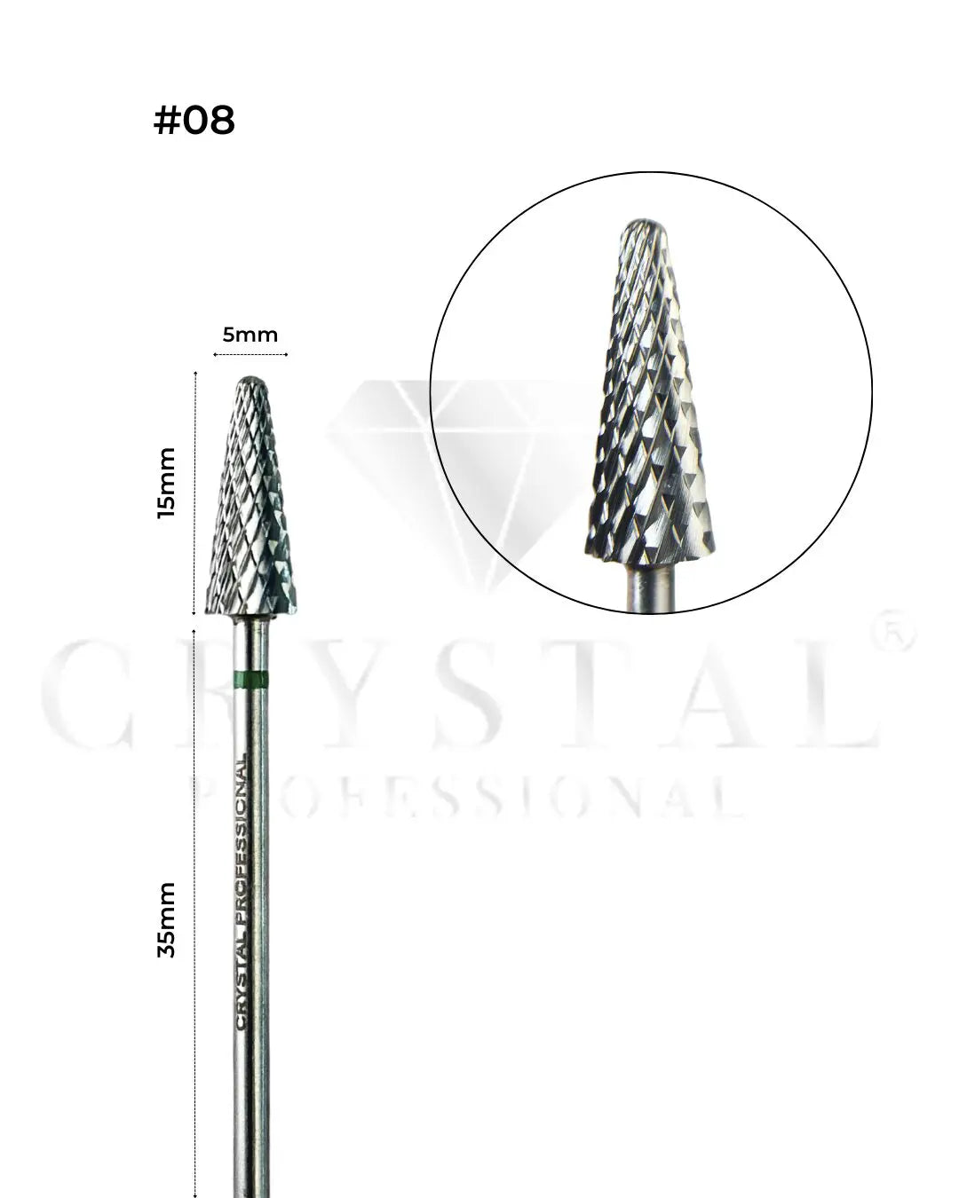Carbide Bit “Cone” Crystal Professional №08 (green cross-cut 5 mm)